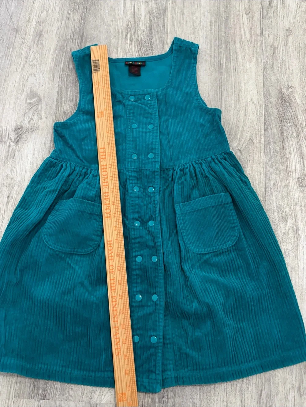 VTG Gymboree Rainbow Tag Teal Corduroy Dress Cottage Prairie Girls 6/7 80s 90s